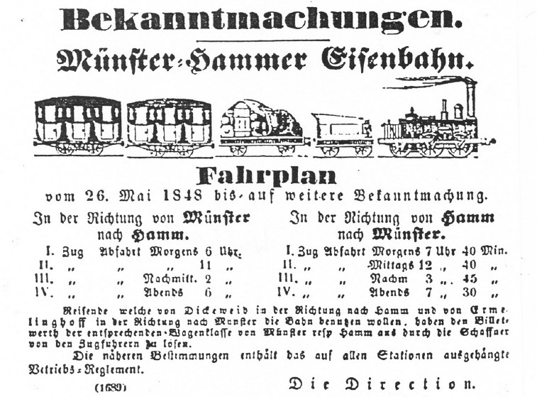 Erster Fahrplan 1848
