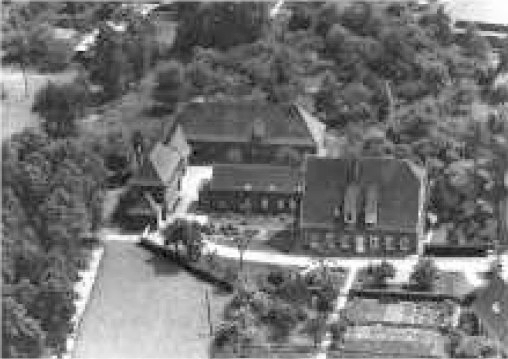 Luftbild des ehemaligen Krankenhauses in Rinkerode von ca. 1950